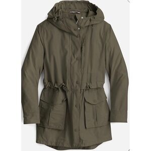 J.Crew Relaxed Field Mechanic Jacket Olive Green Water-Resistant Hooded Parka